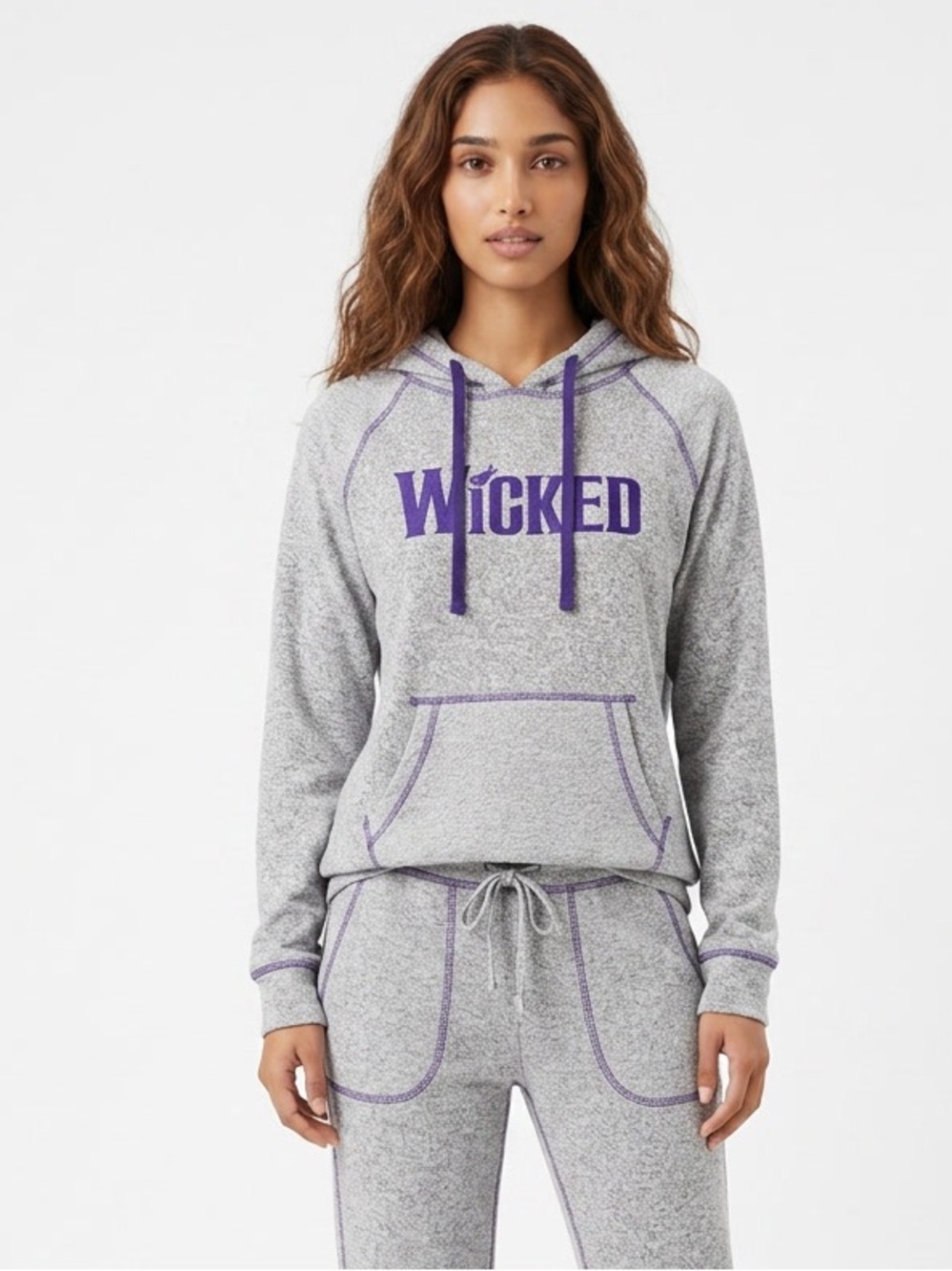 Wicked Logo Pullover Hoodie Sweater - Gray with Purple